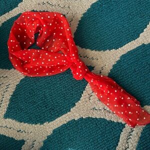 Beautiful Vintage Red and White Polkadot Scarf